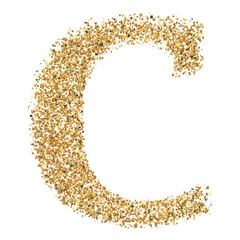 Gold glittering letter C font