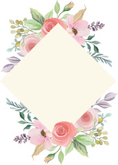 watercolor flower frame for decoration of wedding invitations, greetings, designs, birthdays