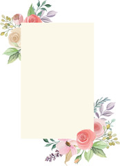 watercolor flower frame for decoration of wedding invitations, greetings, designs, birthdays