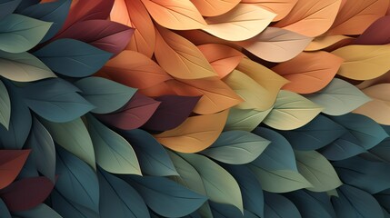 Leaves arranged in harmonious shapes form a calming and organic mosaic on the forest floor
