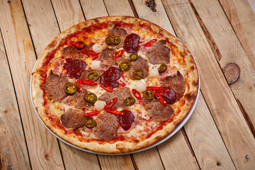 italian pizza on the wooden board