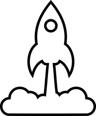 Rocket icon, spaceship outlines.