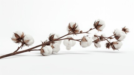 Cotton branch on white background.