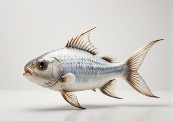  A fish on plain white background from AI Generative