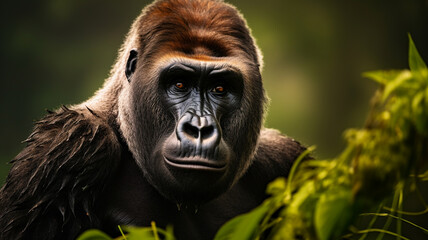 silverback mountain gorilla in wilderness - obrazy, fototapety, plakaty