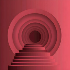 Red background composed in a minimalist style.