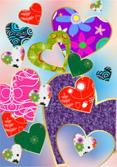 Valentine's Day composition with colorful hearts - 704809583