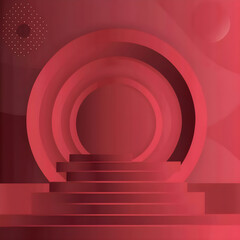 Red background composed in a minimalist style.