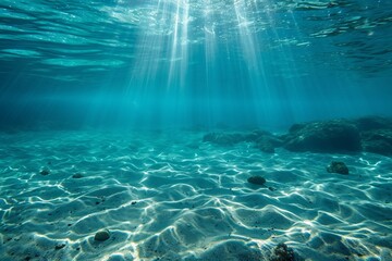 Fototapeta na wymiar Ocean rays under the water sea view