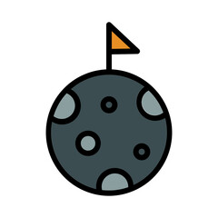 Flag Moon Space Filled Outline Icon