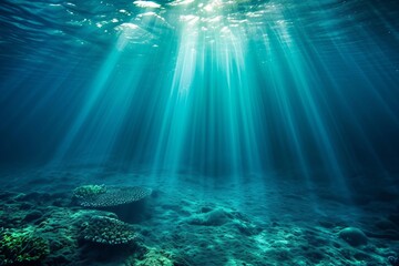 Ocean rays under the water sea view