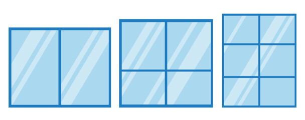 Home window set. Flat isolated illustrations on white background.