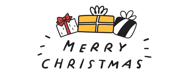Merry Christmas. Handwriting phrase. Flat vector isolated illustration on white background.