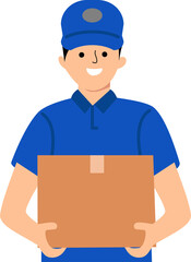 delivery courier man holding box package