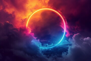 Glowing circle with colorful clouds