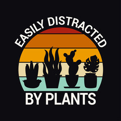 Easily Distracted By Plants, Beautiful Vintage Style Plant Illustration For T-Shirts and Other Merchandise