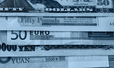 Background of worlds various currencies - obrazy, fototapety, plakaty