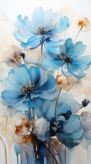 Blue flowers with white centers