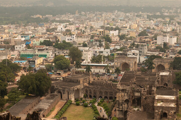 Fototapeta na wymiar Historic fort of Nizam of India, ancient castle in Hyderabad, City of Nizam, Hyderabad | Golconda Fort, India