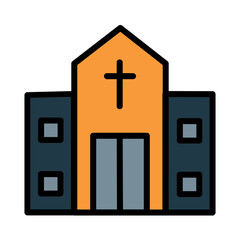 Obraz premium Building Church Temple Filled Outline Icon