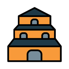 Ancient Asia Temple Filled Outline Icon