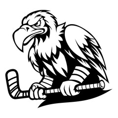 angry Vulture. hockey team logo. Vulture mascot, emblem of a Vulture on a white background. Vulture vector illustration. black-and-white version
