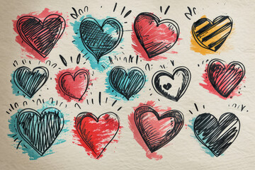 Hearts. Hand-drawn design elements - obrazy, fototapety, plakaty