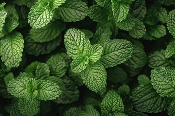 Mint leaves background. top view