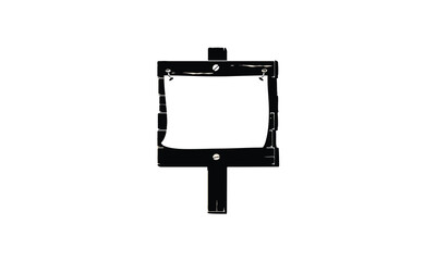 black and white wooden plaque illustration with nailed paper ,blank board isolated on white
