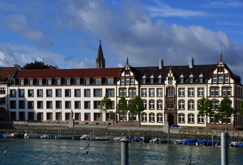 Fototapeta na wymiar Panorama at the River Rhine in the Town Konstanz, Baden - Württemberg