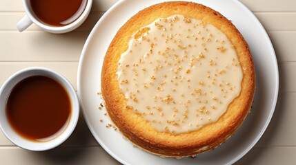 Vanilla sponge cake pastry sugar cream - Powered by Adobe