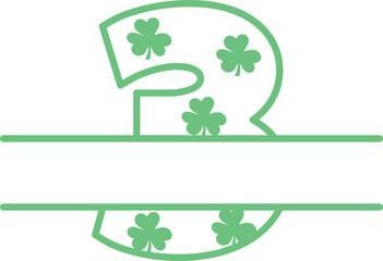 st. patrick's day split monogram letter number 3 three