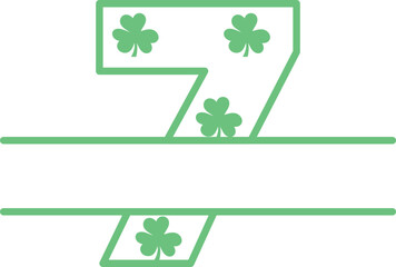 st. patrick's day split monogram letter number 7 seven