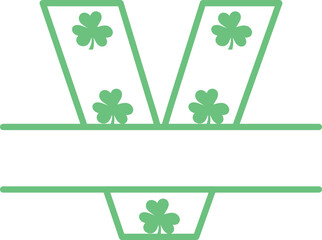 st. patrick's day split monogram letter v