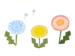 手描き風たんぽぽのベクターイラスト