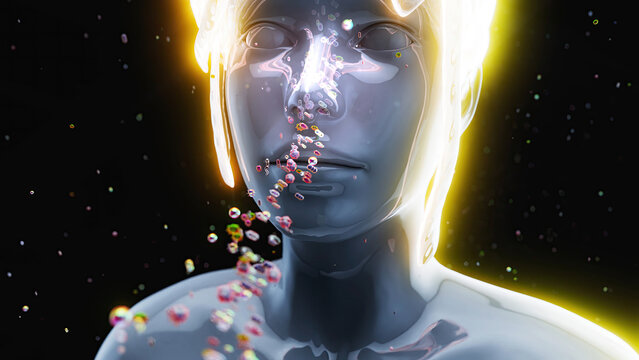 Abstract illustration of a woman and the smell sense