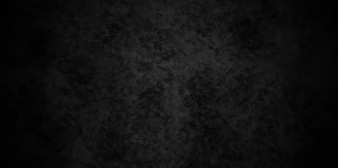 Foto op Plexiglas Abstract dark black rough material old overlay grunge wall vintage texture dark gray charcoal blackboard. dark black backdrop dark color cement floor or concrete texture. © MdLothfor