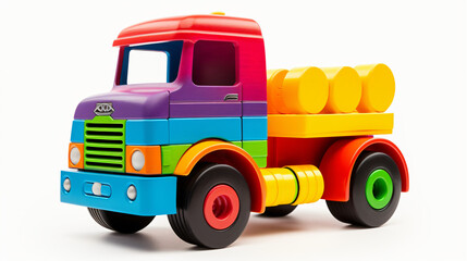 Colorful toy truck isolated on white background