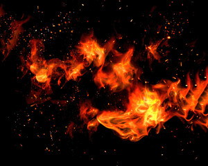 Fototapeta na wymiar Fire flames particle effect abstract background