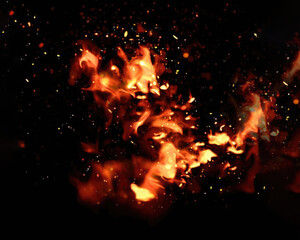Fire flames particle effect abstract background