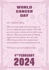 World Cancer Day 2024 Poster design World Cancer Day 2024 Flyer design Cancer day 2024 Cancer awareness
