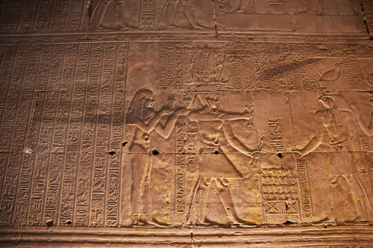 Edfu, Nile river / Egypt - 27 Feb 2017: Edfu temple on the Nile river in Egypt