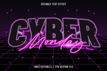 Cyber Monday Editable Text Effect 3D Modern Style