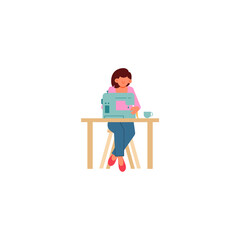 Fototapeta premium set of people holding electronic devices in pink clothes electronic