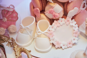 Delicious candy bar decoration. Food and sweets. Confectionery products. Children's birthday party. Event decor