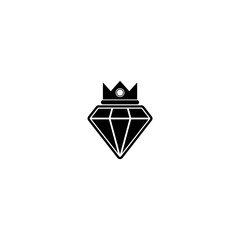 Elegant diamond with crown icon isolated on white background