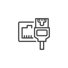 Ethernet cable and port line icon