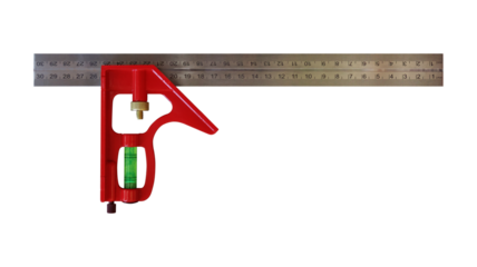 Adjustable angle ruler with metric scales isolated on transparent background