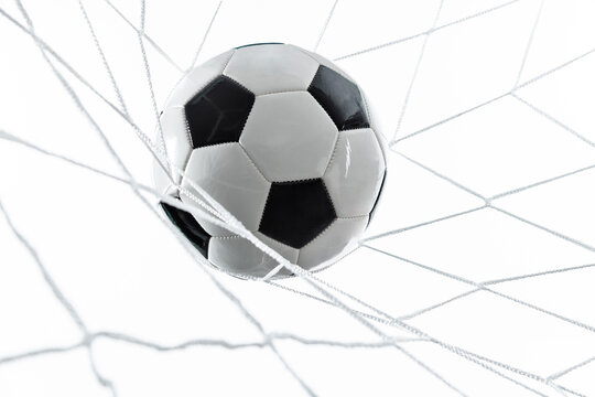 Soccer ball goal success on white background