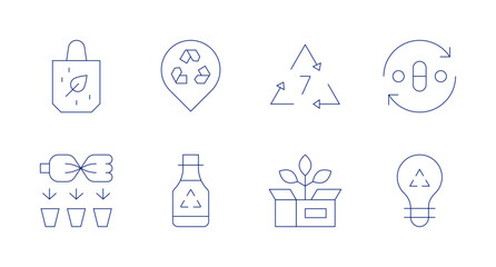 Recycling icons. Editable stroke. Containing reusable, recycle, recycling, placeholder, recycled, other, package.